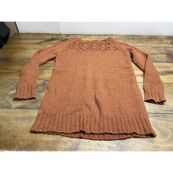 Anthropologie Moth Dashed Pointelle Sweater Pullover Orange Alpaca Blend XS - Picture 7 of 8